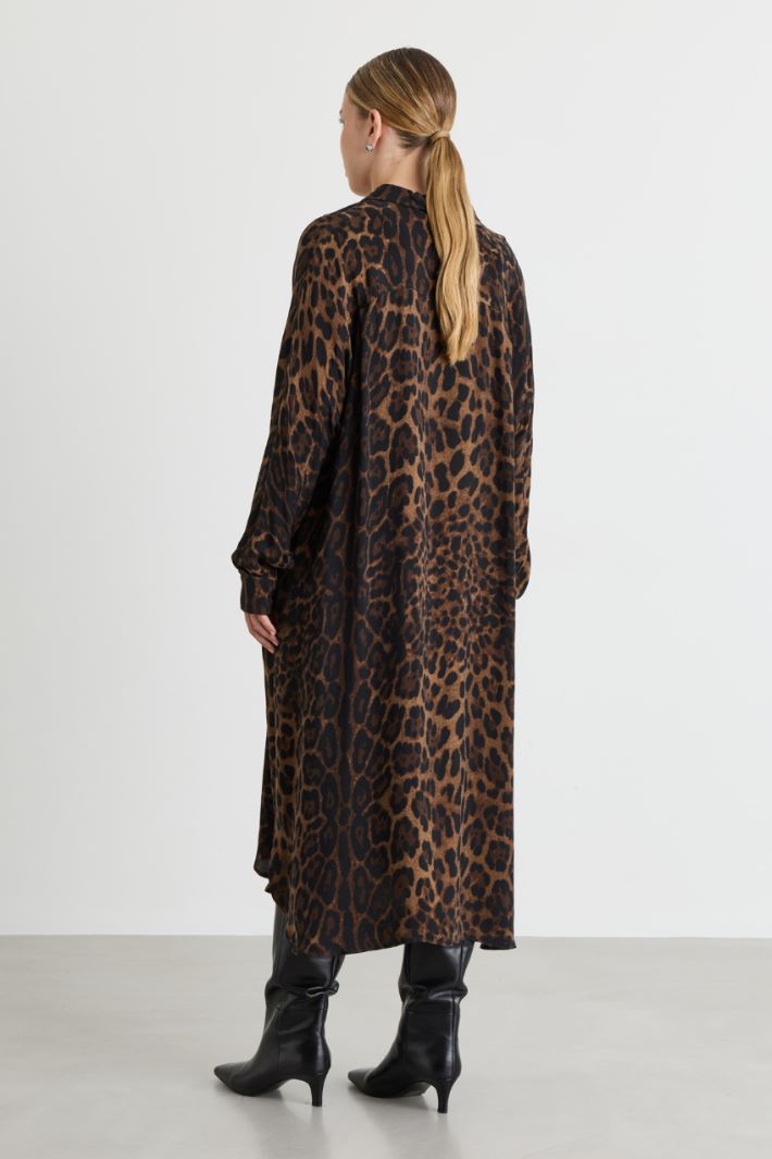 Animal print twill shirt dress - ANIMAL - Intrend - 4