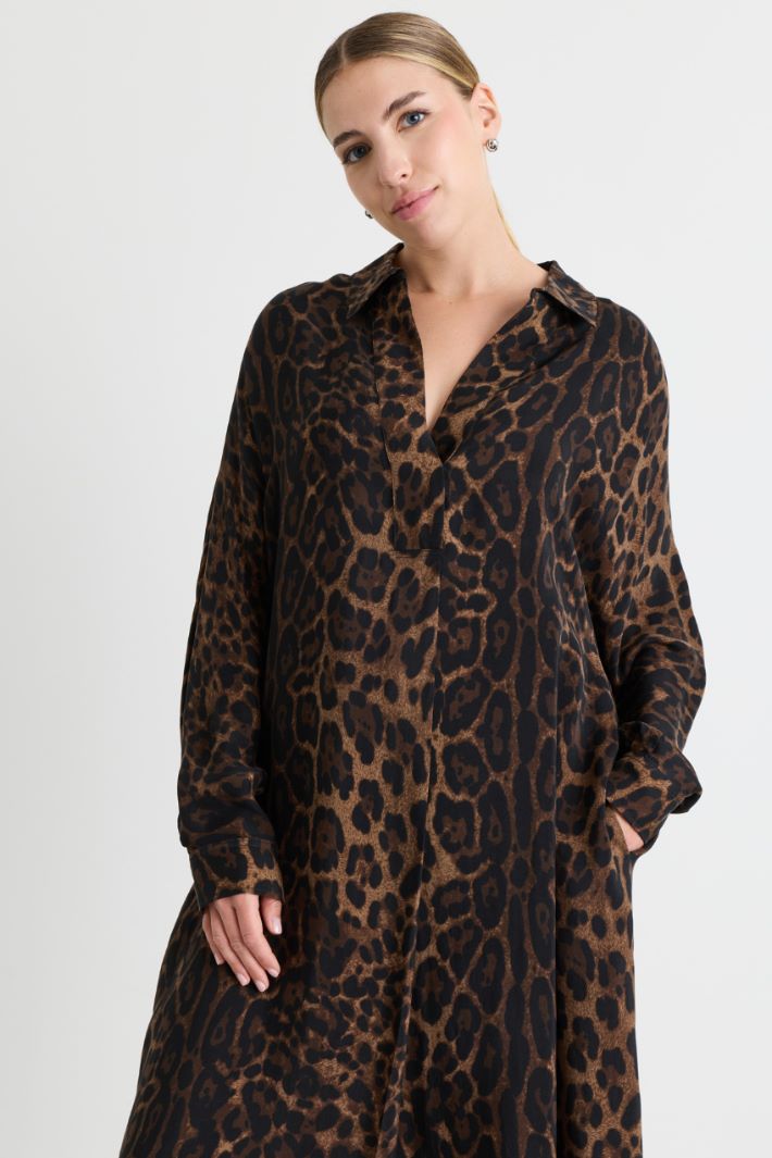 Animal print twill shirt dress - ANIMAL - Intrend - 2