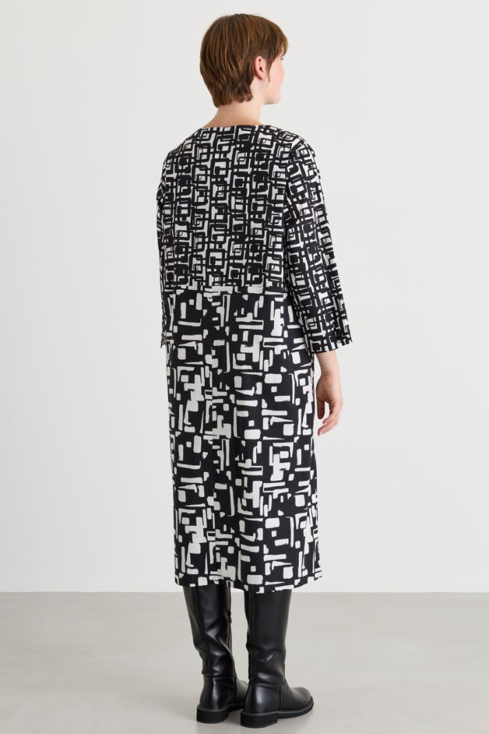 Printed poplin dress - BLACK - Intrend - 4