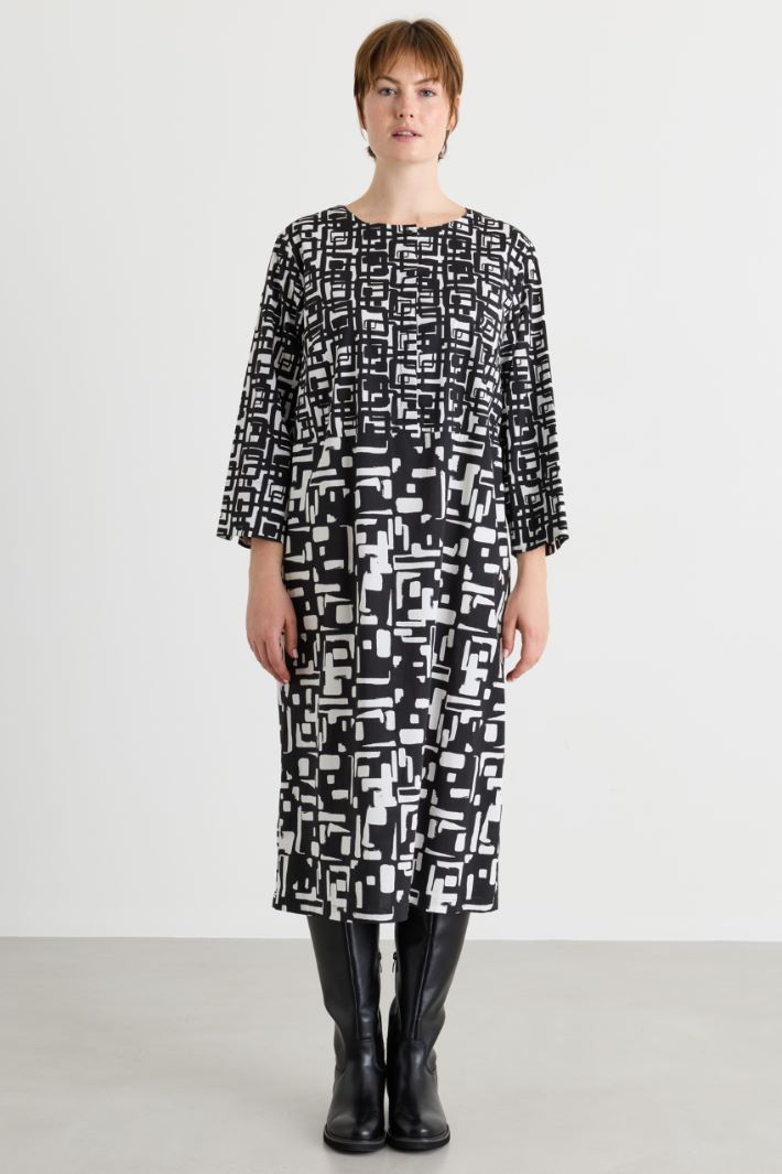 Printed poplin dress - BLACK - Intrend - 2