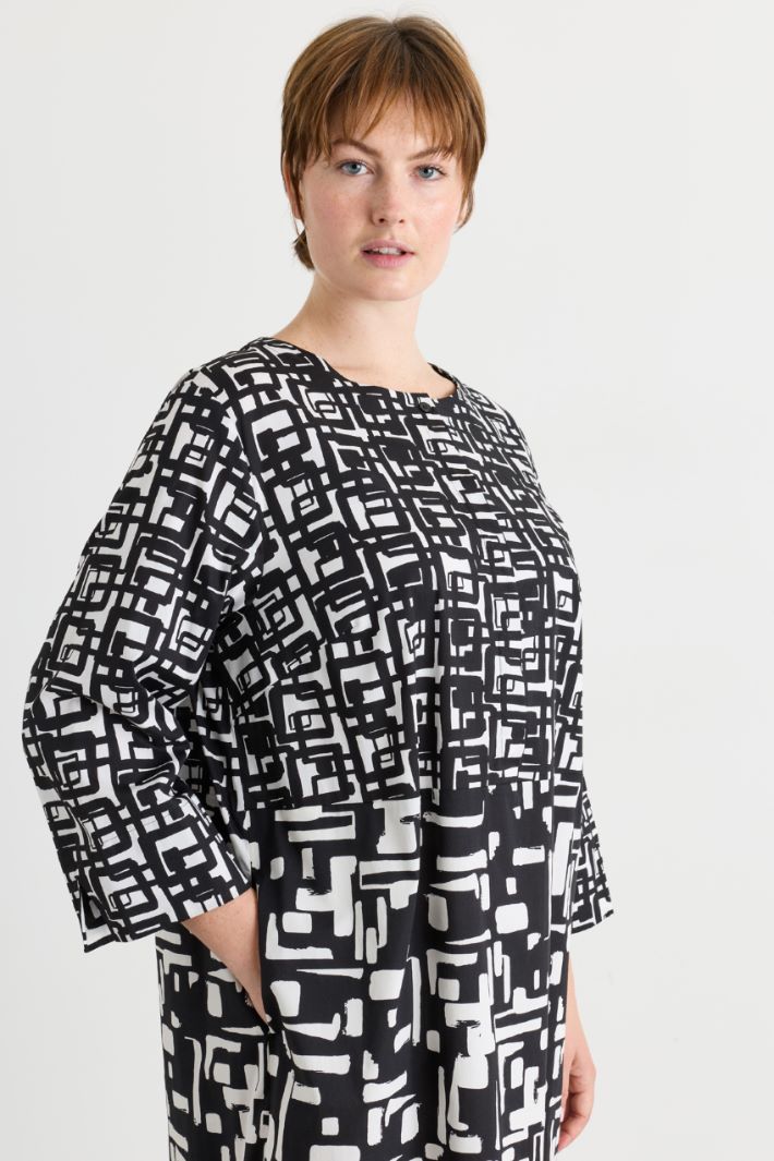 Printed poplin dress - BLACK - Intrend - 3