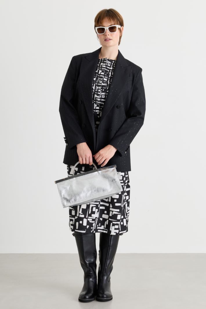 Printed poplin dress - BLACK - Intrend