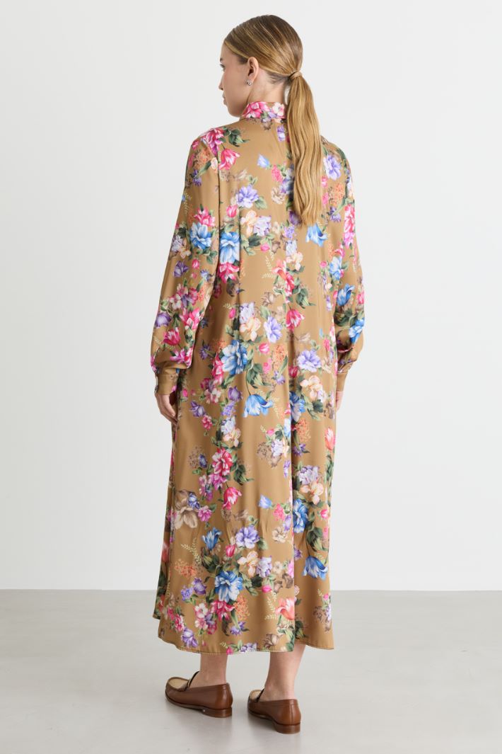 Printed twill shirt dress - CAMEL - Intrend - 4