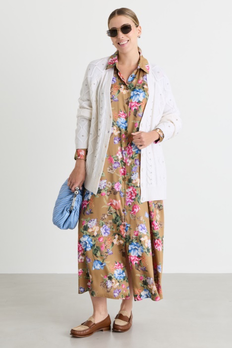 Printed twill shirt dress - Intrend
