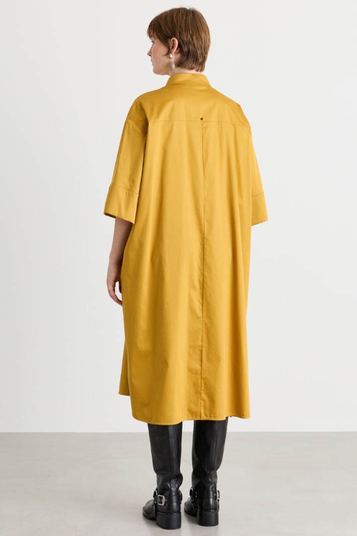 Vestido de satén con cordón ajustable en la cintura - AMARILLO - Intrend - 4