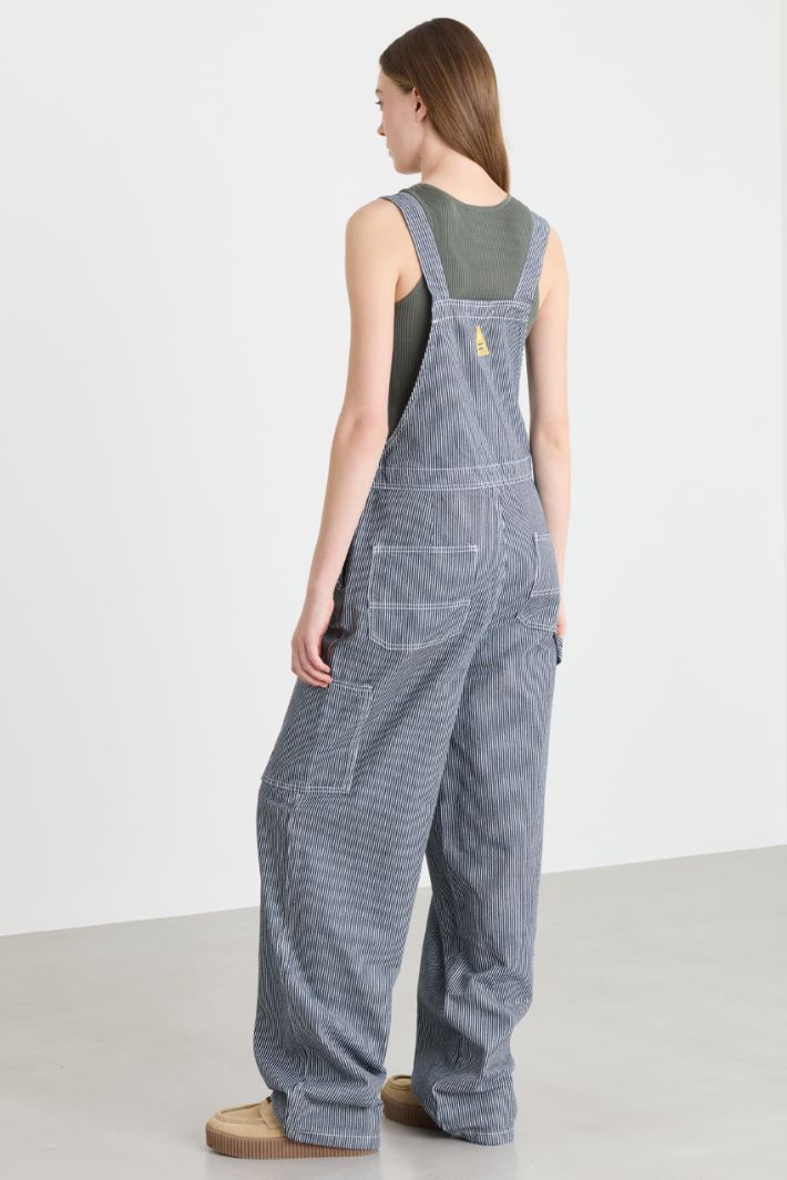 Striped dungarees - BLU WHITE - Intrend - 4