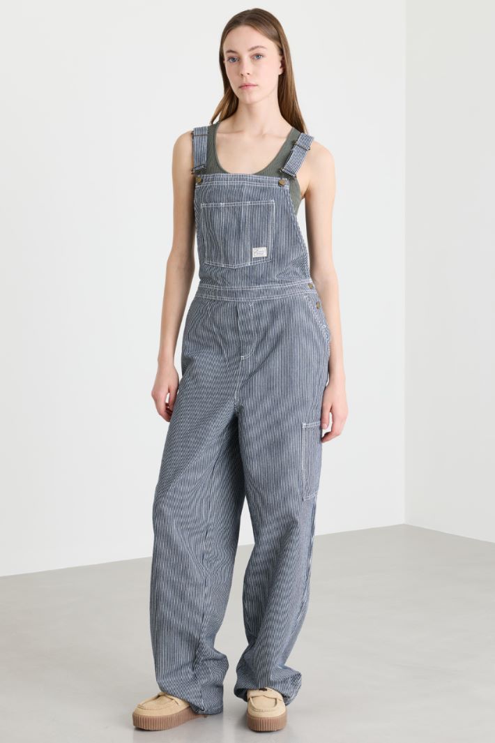 Striped dungarees - BLU WHITE - Intrend - 2