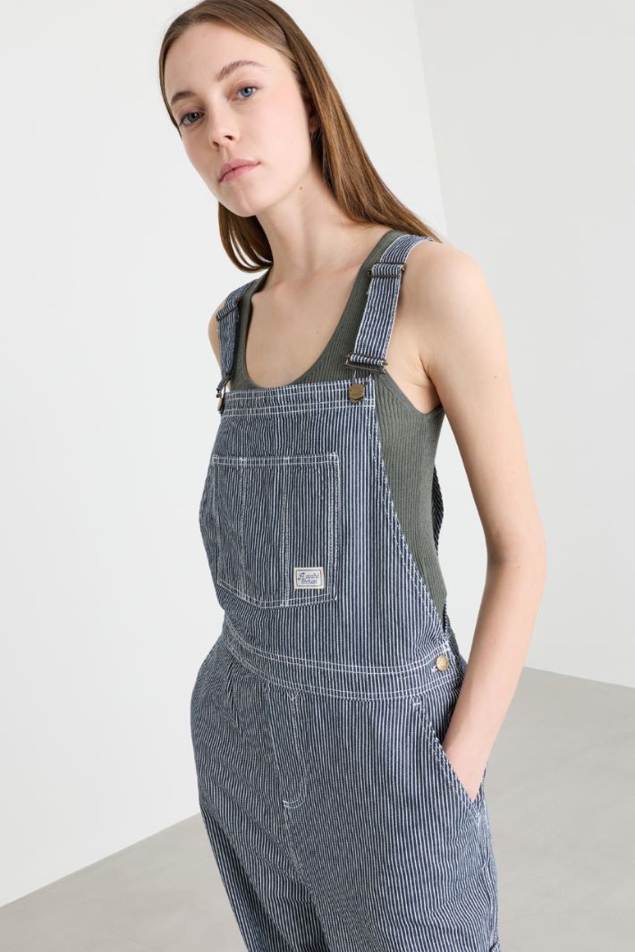 Striped dungarees - BLU WHITE - Intrend - 3