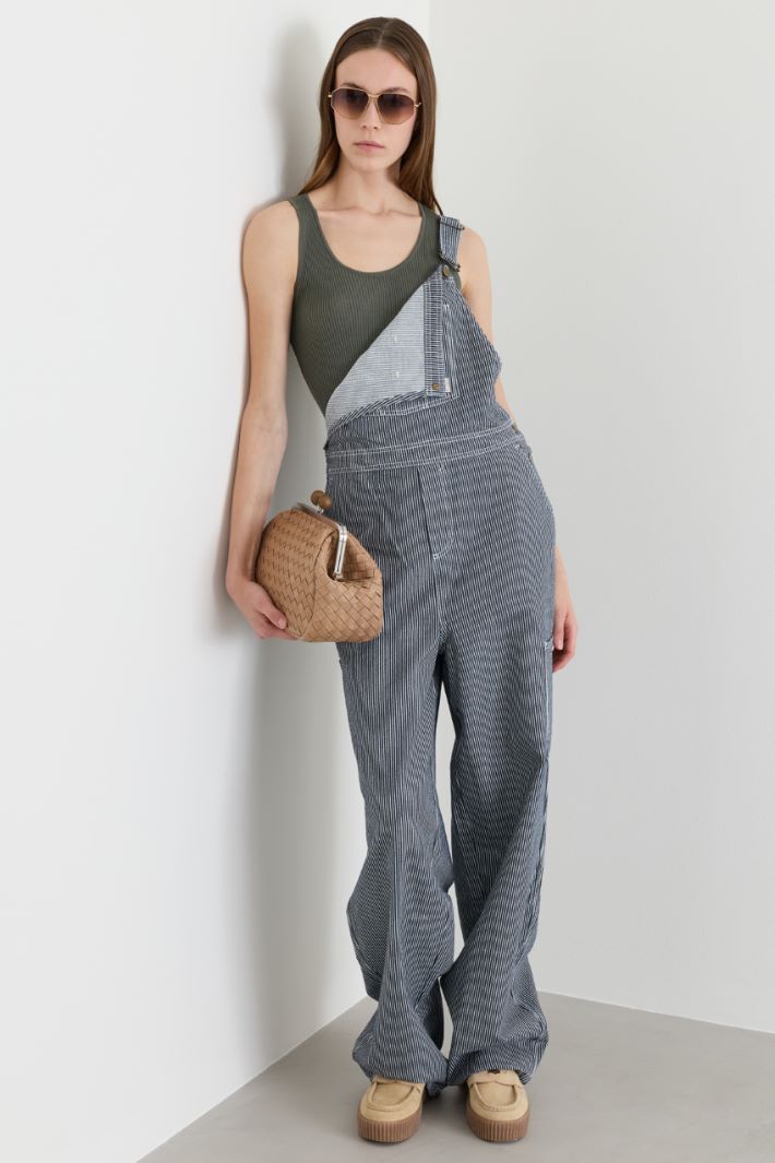 Striped dungarees - BLU WHITE - Intrend