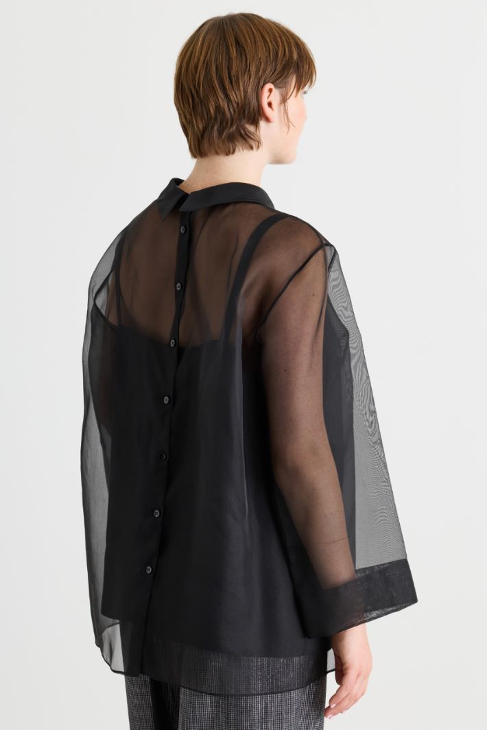 Organza Tunic with Camisole - BLACK - Intrend - 4