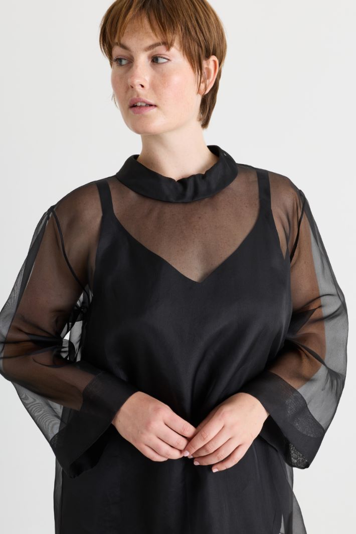 Organza Tunic with Camisole - BLACK - Intrend - 3