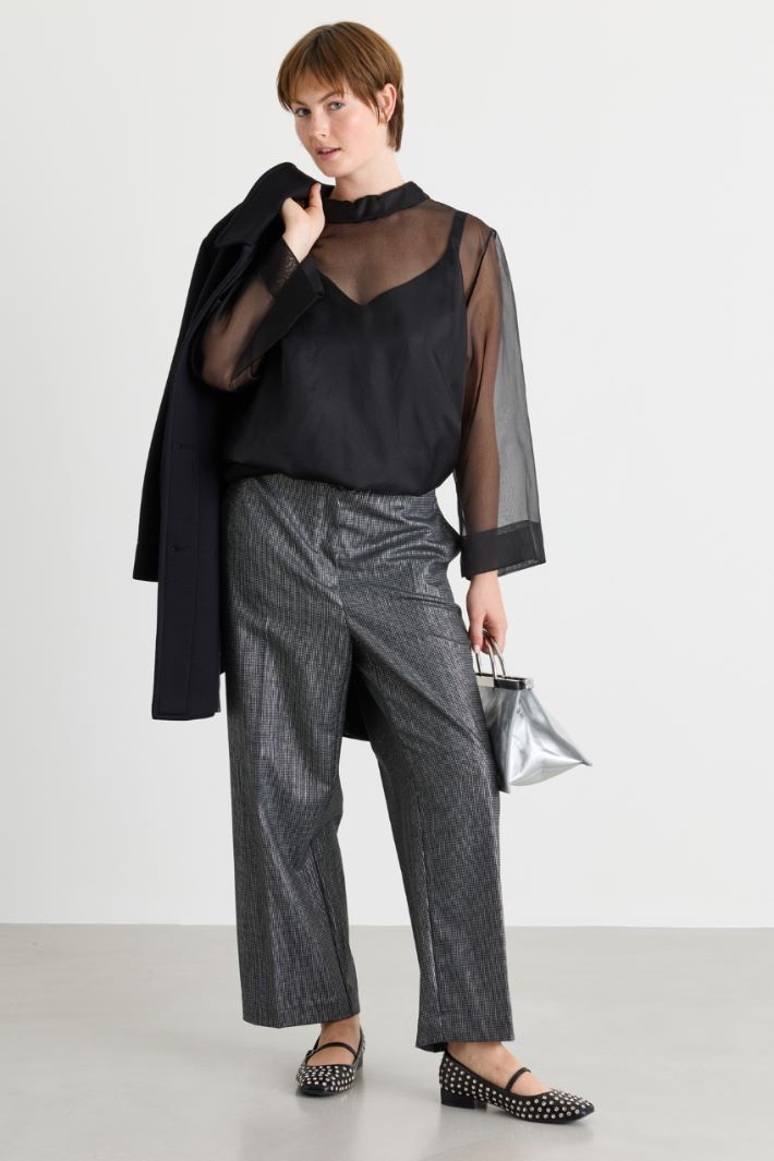 Organza Tunic with Camisole - BLACK - Intrend