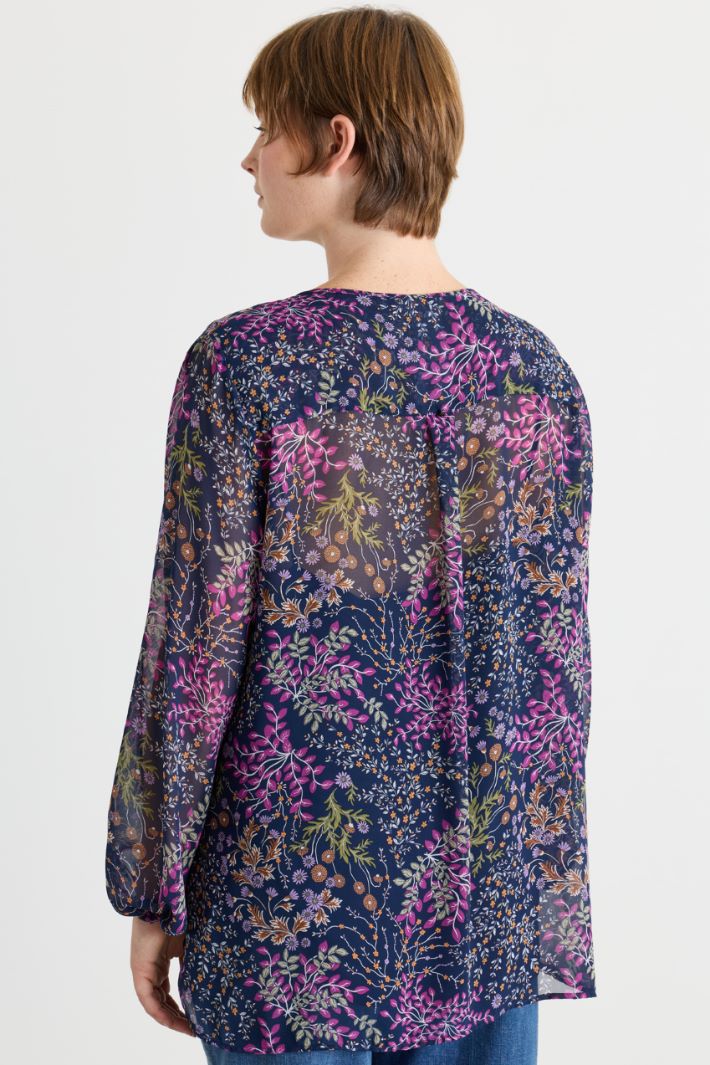 Printed georgette blouse - BLUE - Intrend - 4
