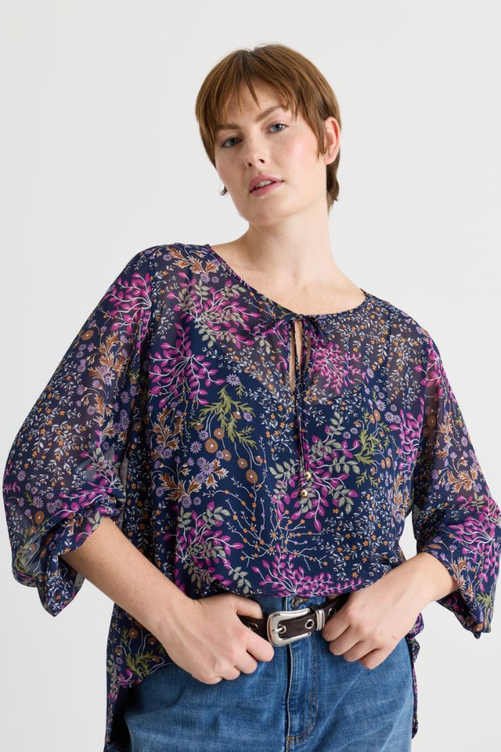 Printed georgette blouse - BLUE - Intrend - 2