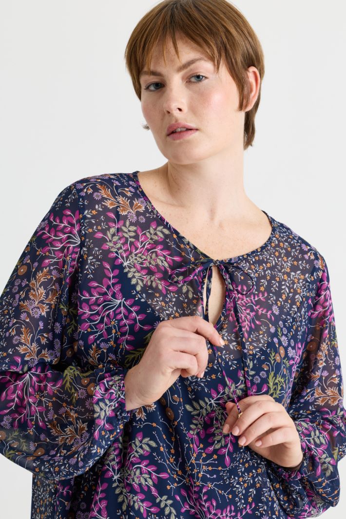 Printed georgette blouse - BLUE - Intrend - 3
