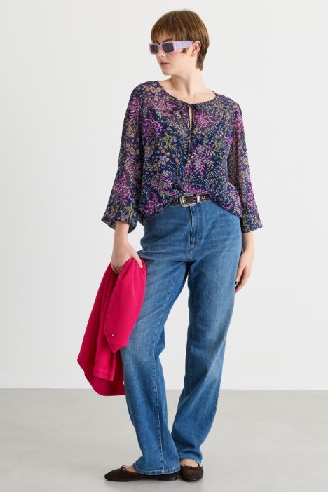 Blusa de georgette estampada - Intrend