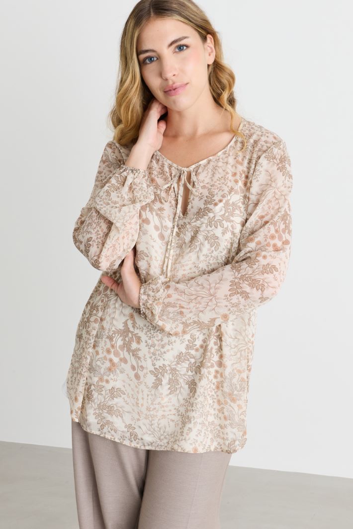 Printed georgette blouse - WHITE BEIGE - Intrend - 2