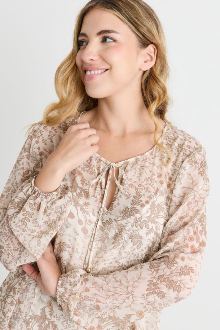 Printed georgette blouse - WHITE BEIGE - Intrend - 3
