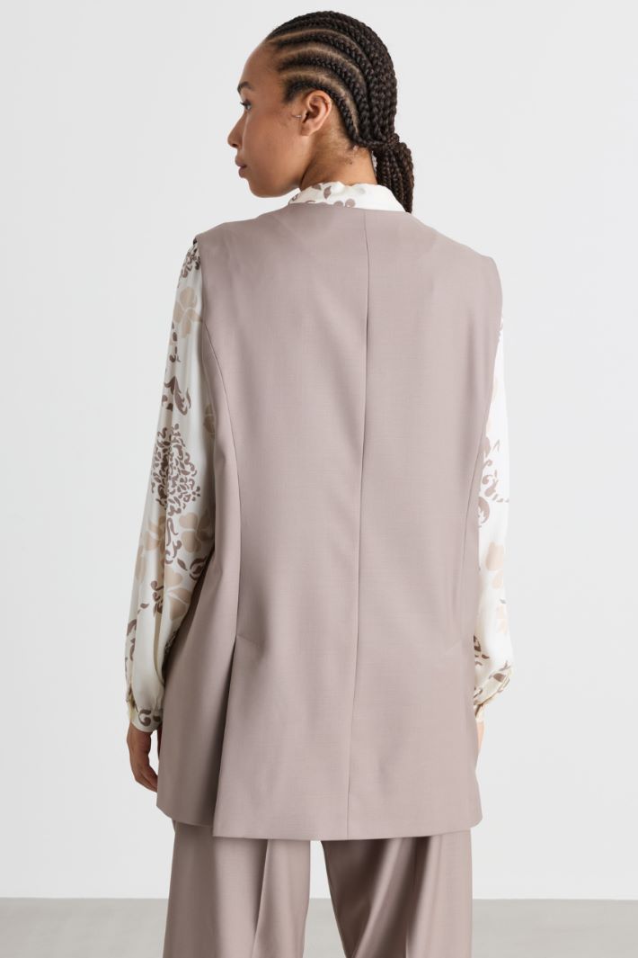 Gabardine waistcoat - GREY - Intrend - 4