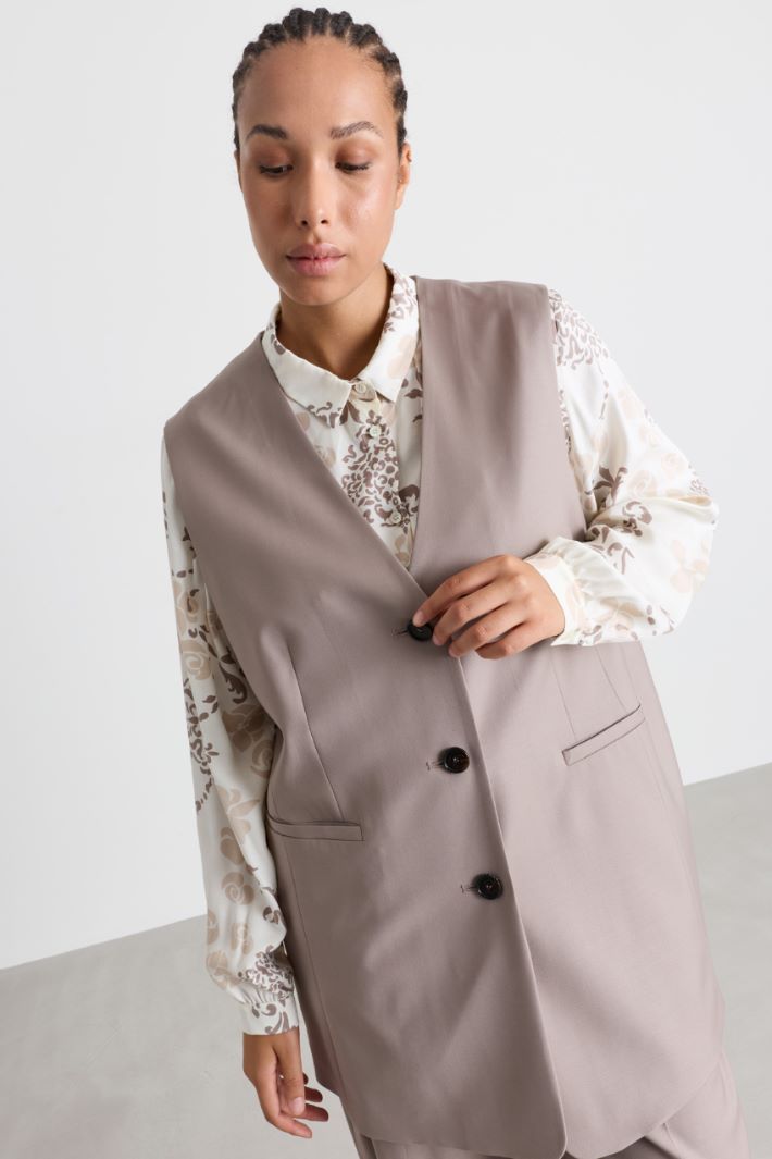 Gabardine waistcoat - GREY - Intrend - 3