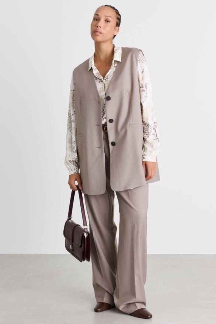 Gabardine waistcoat - GREY - Intrend