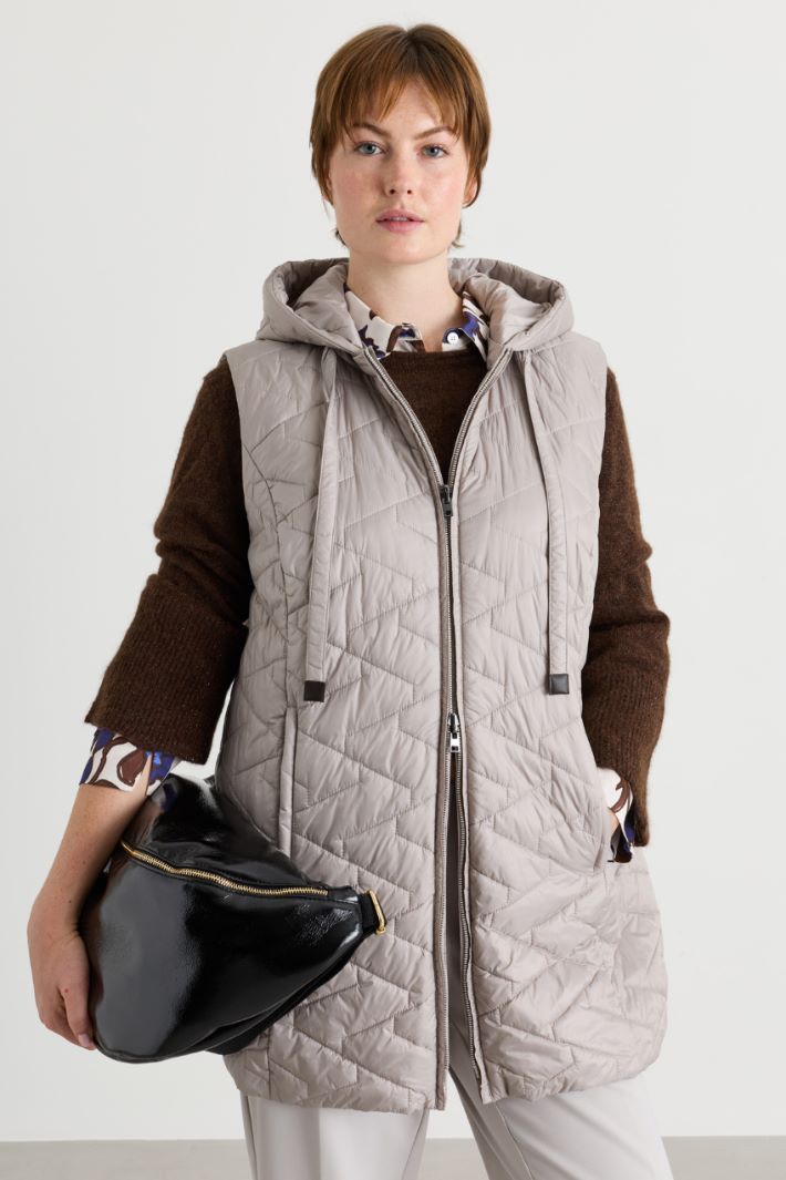 Gilet in water-repellent technical canvas - GREY - Intrend - 2