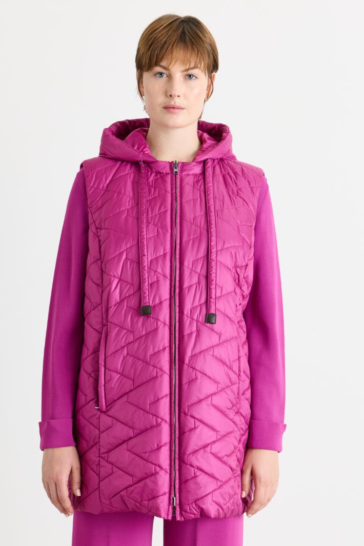 Gilet in water-repellent technical canvas - FUCHSIA - Intrend - 2