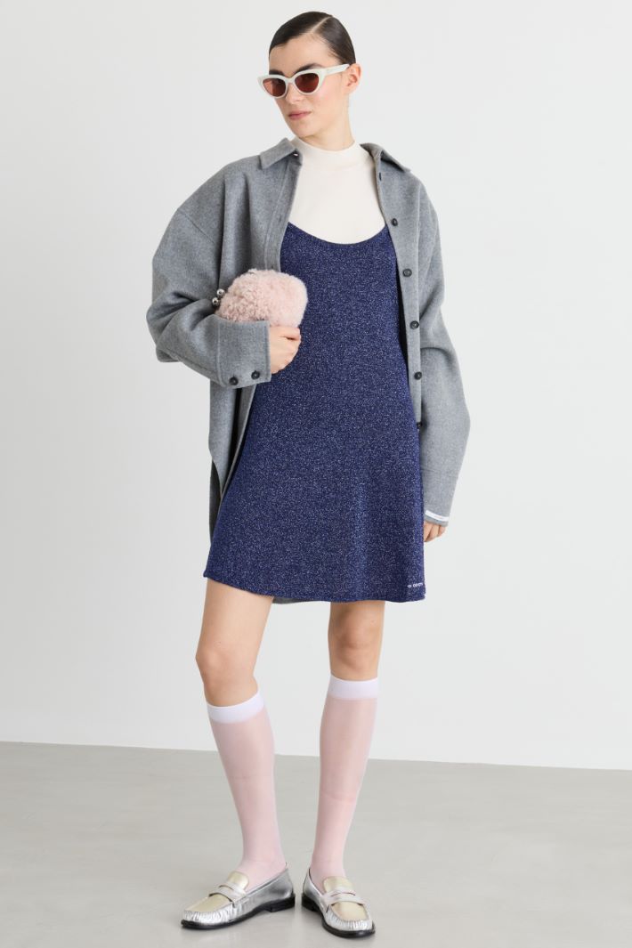 Short knitted dress - BLUE - Intrend