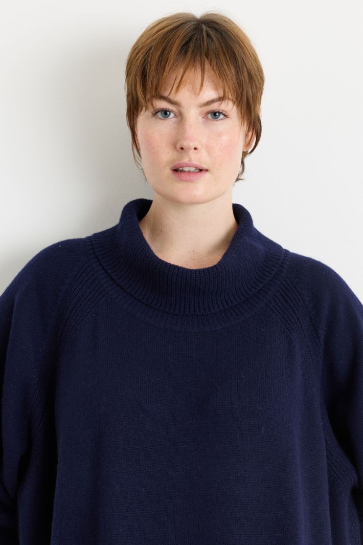 Short knitted dress - BLUE - Intrend - 3