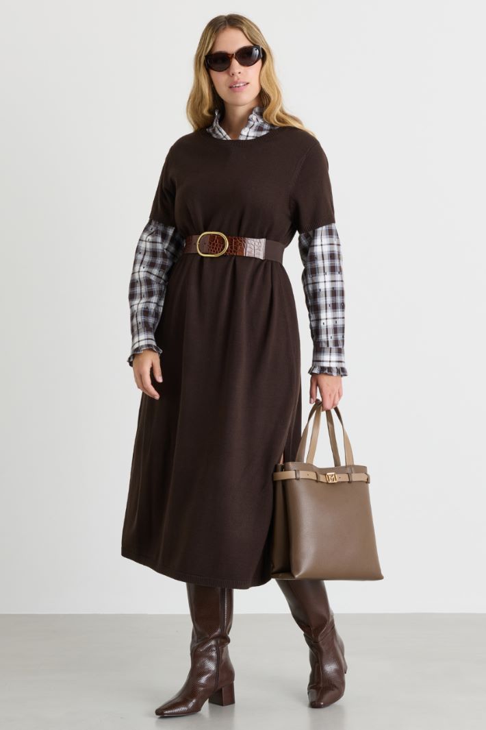 Knitted dress - BROWN - Intrend