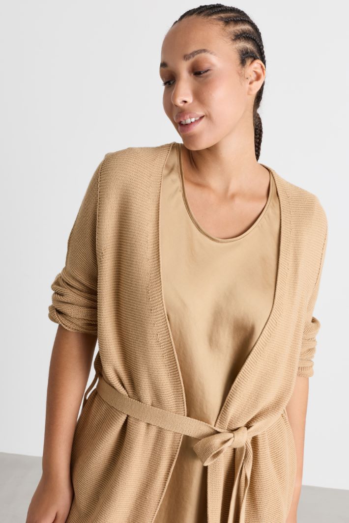 Belted cardigan - CAMEL - Intrend - 3