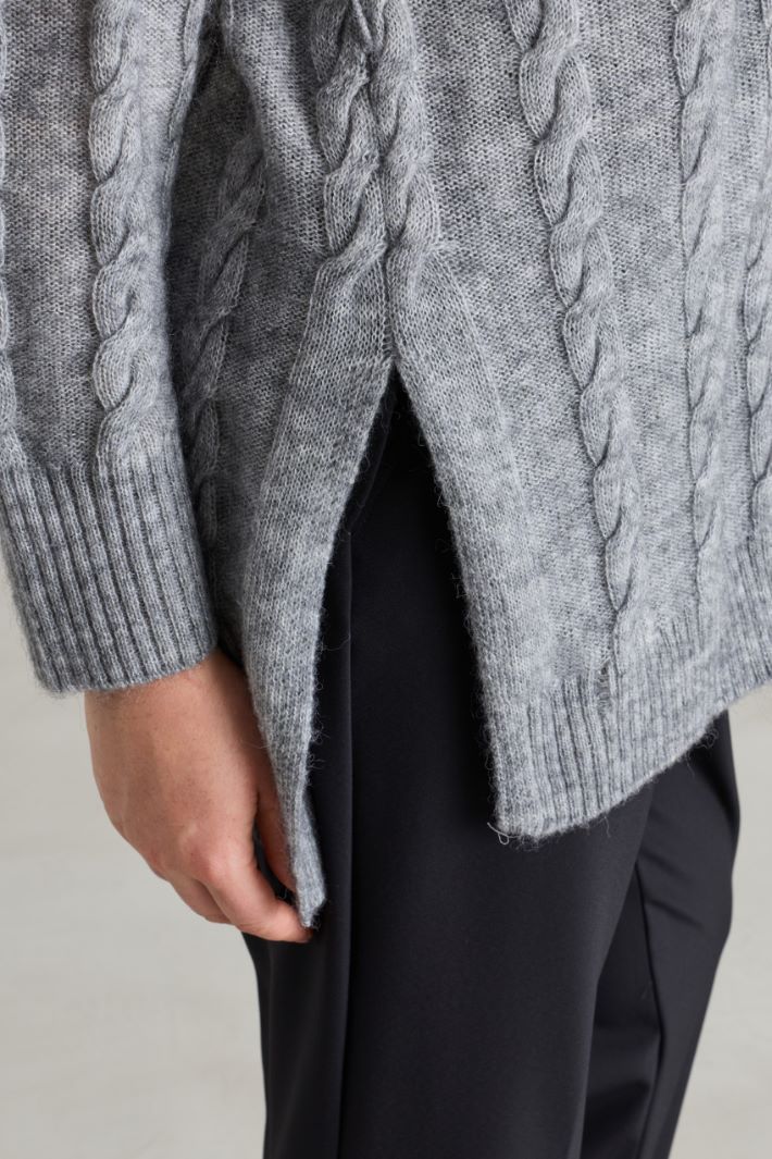 Cardigan a trecce con cintura - GRIGIO - Intrend - 3