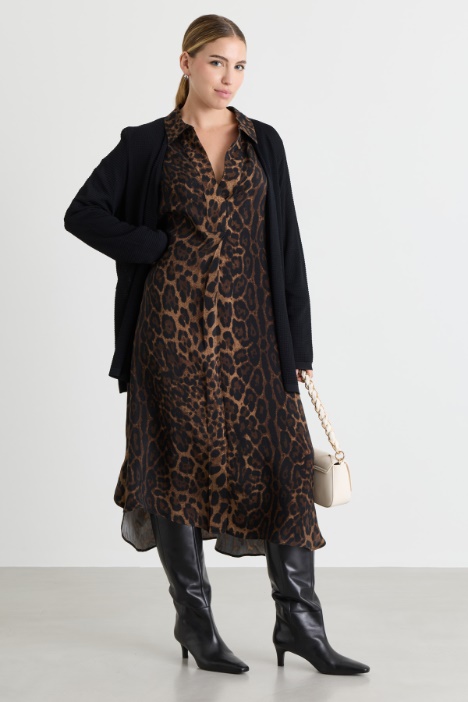 Cardigan jacquard con cintura - Intrend