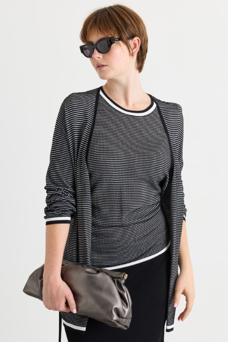 Cardigan jacquard ceinturé - Intrend