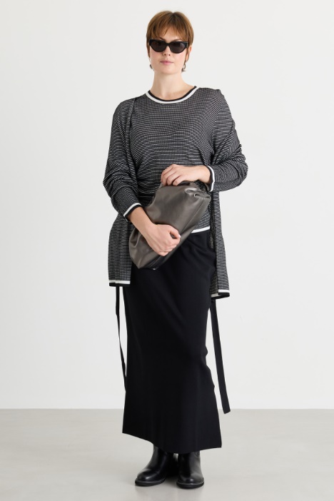 Cardigan jacquard con cintura - Intrend