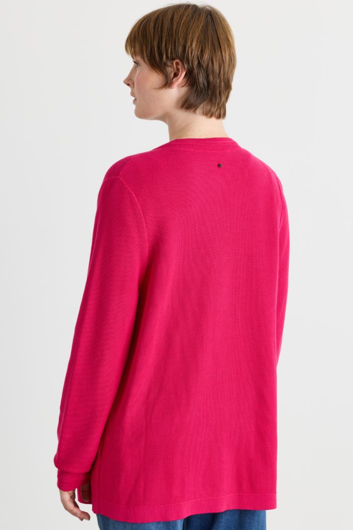Textured-stitch Cardigan - PINK - Intrend - 4
