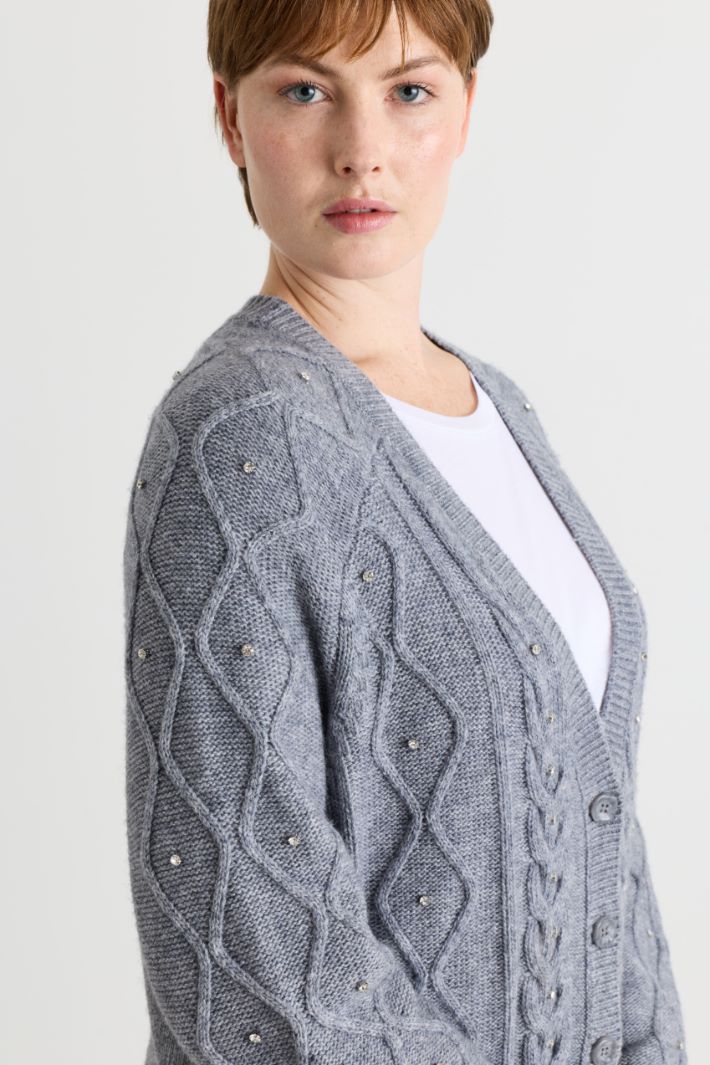 Rhinestone cardigan - GREY - Intrend - 3