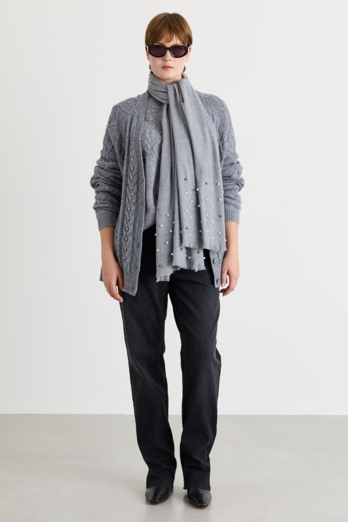 Rhinestone cardigan - GREY - Intrend