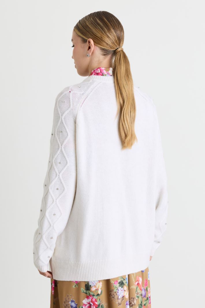 Rhinestone cardigan - WHITE - Intrend - 4