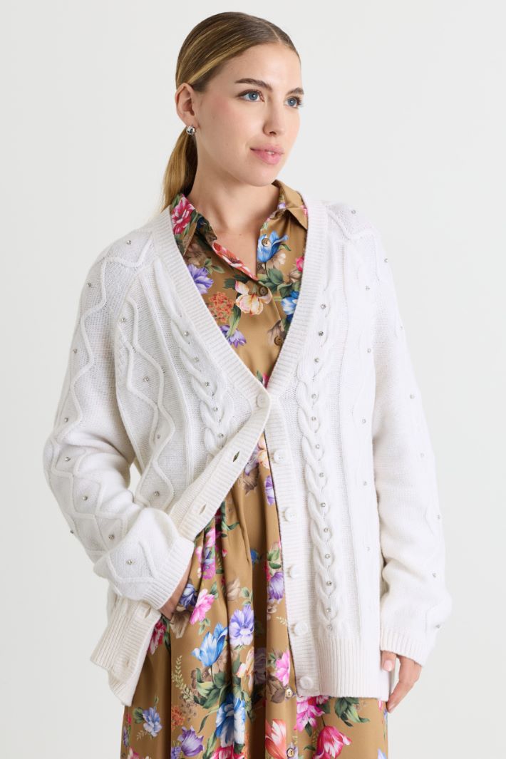 Rhinestone cardigan - WHITE - Intrend - 2