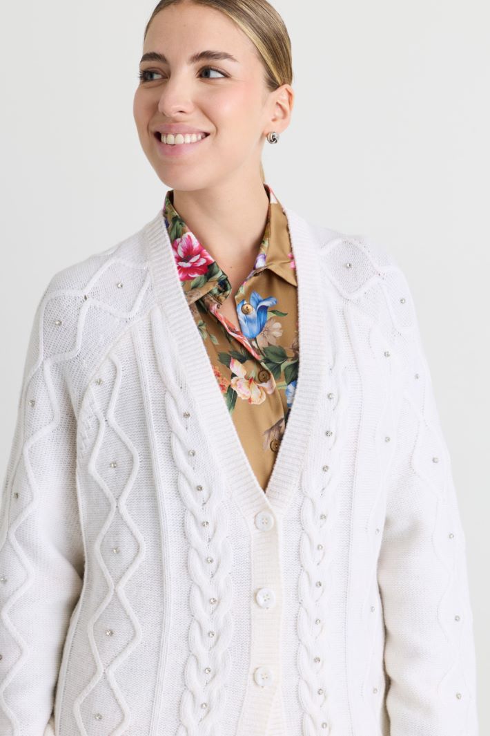 Rhinestone cardigan - WHITE - Intrend - 3