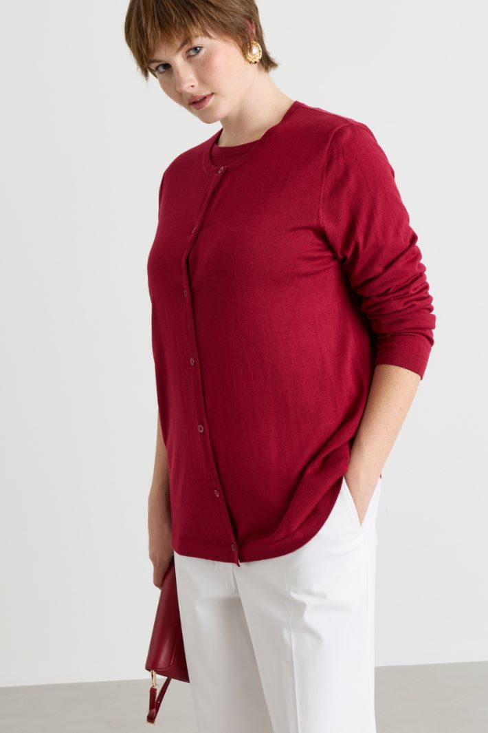 Cardigan aus leichter Seidenmischung - ROT - Intrend - 2