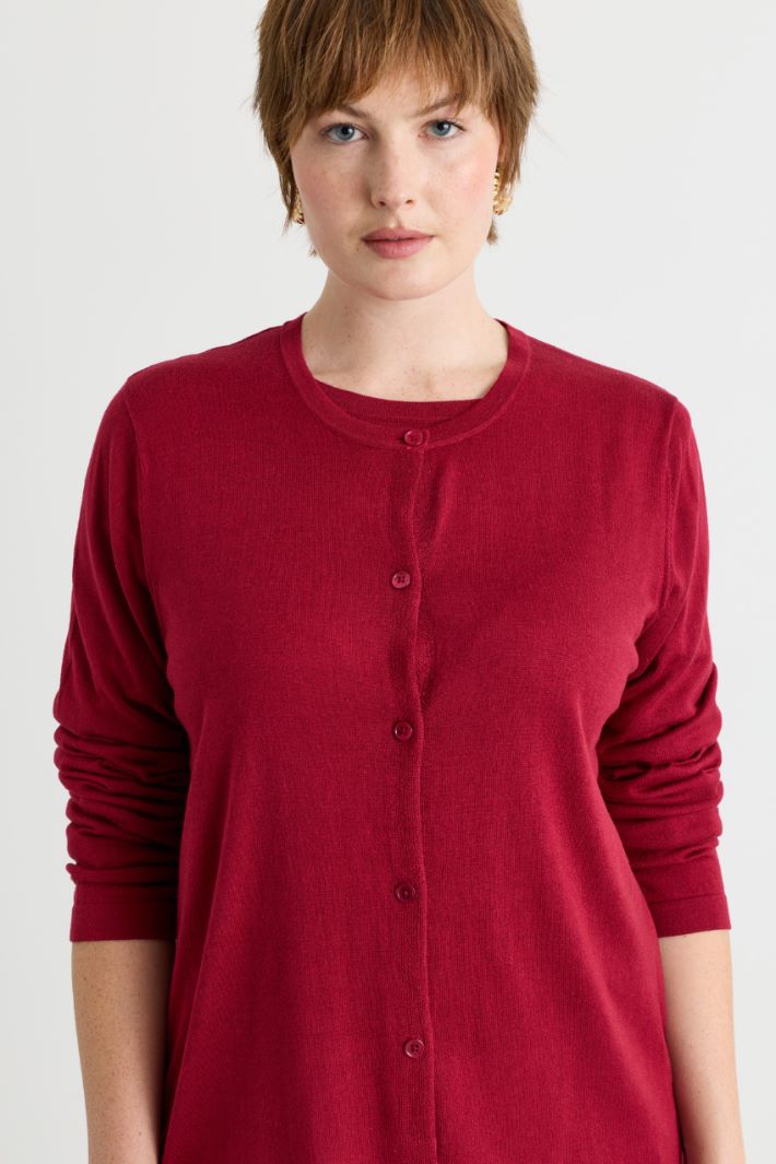 Cardigan aus leichter Seidenmischung - ROT - Intrend - 3