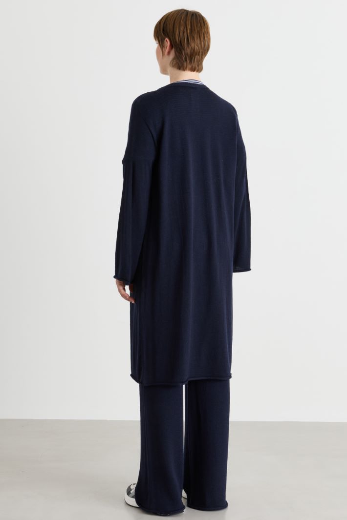 Single-Button Longline Cardigan - BLUE - Intrend - 4