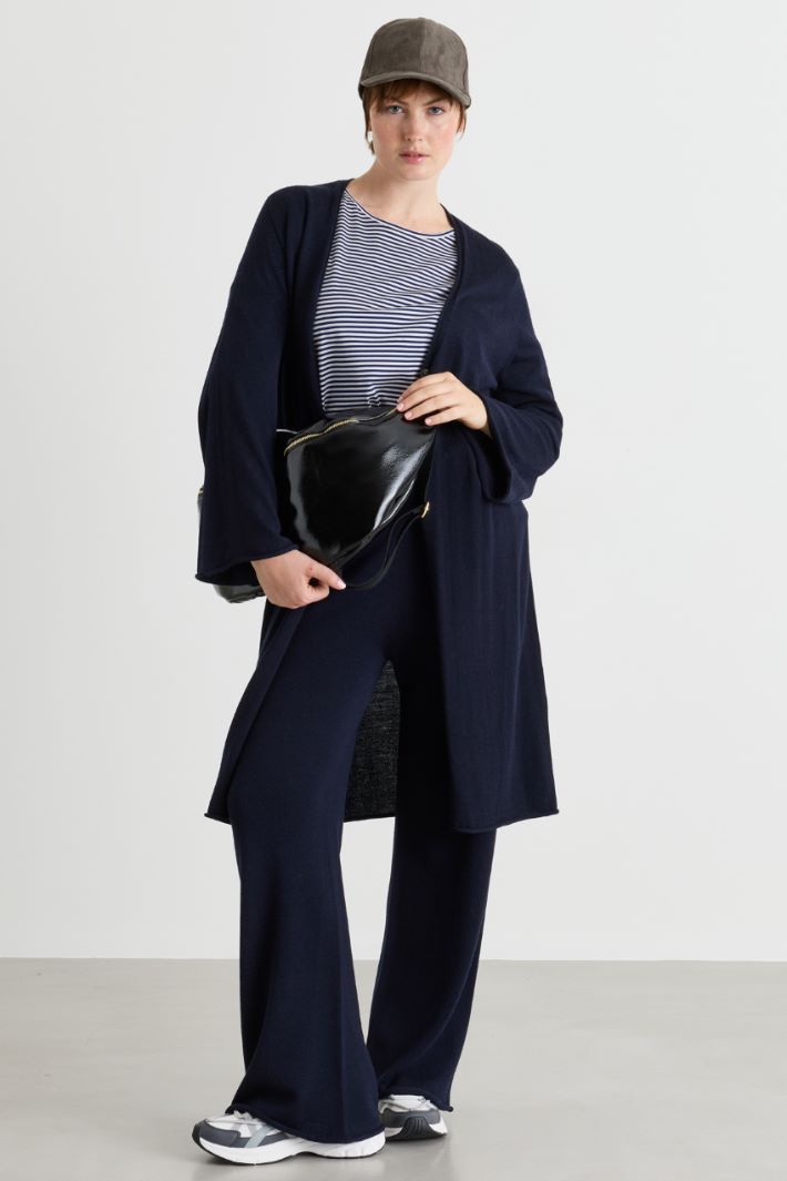 Single-Button Longline Cardigan - BLUE - Intrend