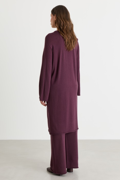 Cardigan lungo in lana con bottone singolo