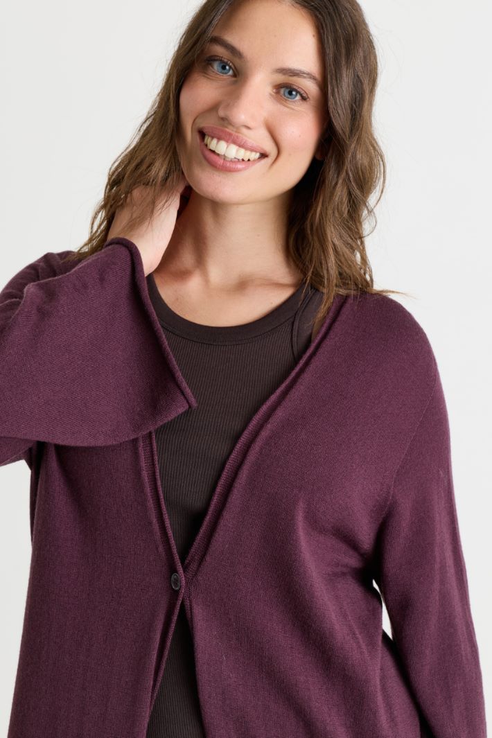 Single-Button Longline Cardigan - VIOLET - Intrend - 3