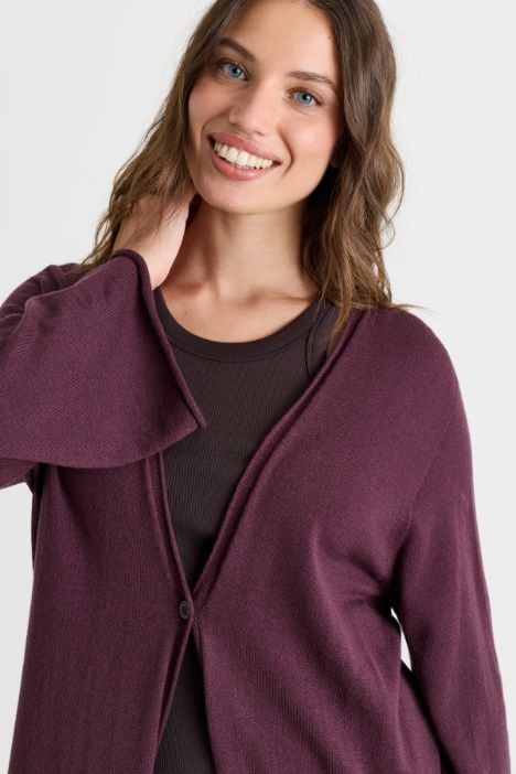 Cardigan lungo in lana con bottone singolo