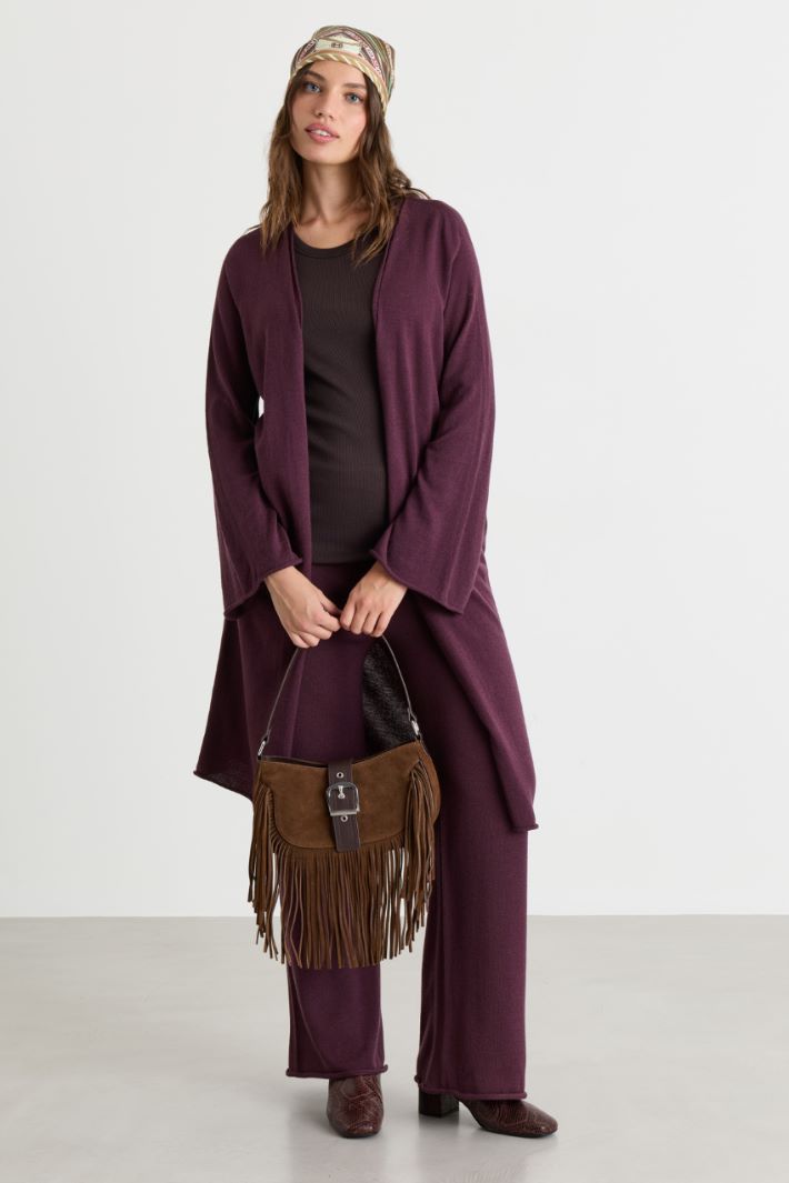 Single-Button Longline Cardigan - VIOLET - Intrend