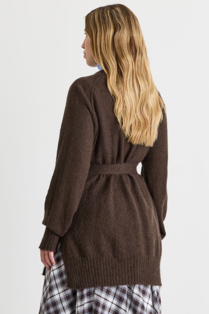 Cardigan mit Bindegürtel - BRAUN - Intrend - 4